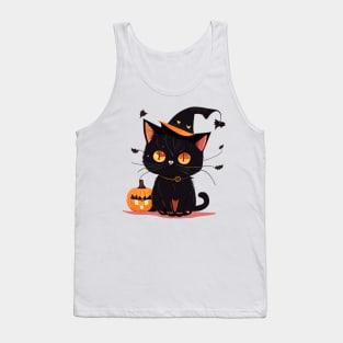 Cute black Halloween kitty in a hat Tank Top